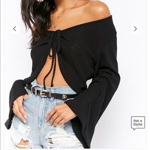 Ruched bell-sleeve crop top
